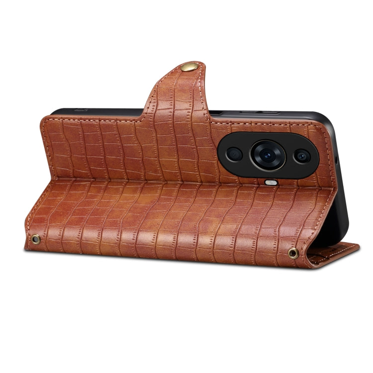 For Huawei nova 11 Pro Denior Crocodile Texture Oil Edge Leather Phone Case(Brown)