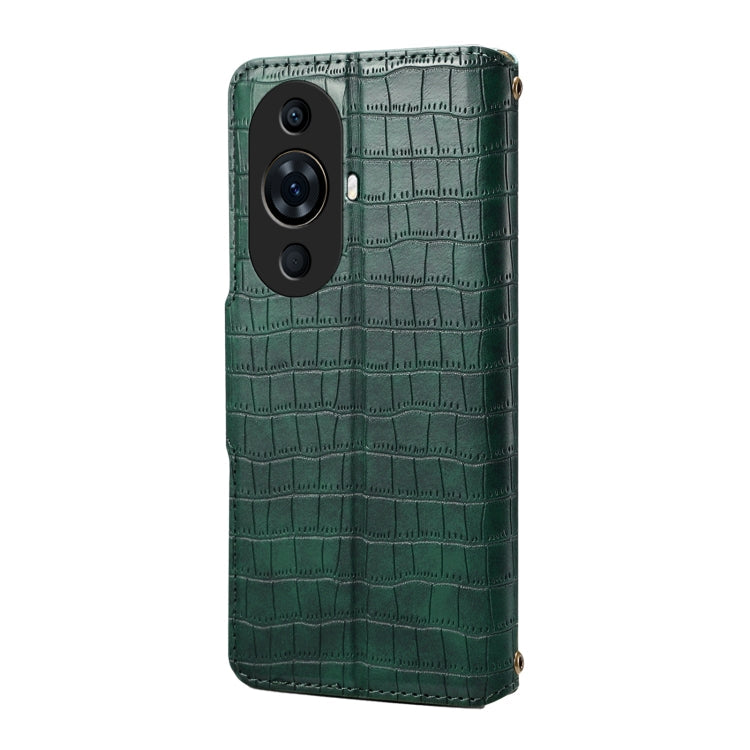 For Huawei nova 11 Pro Denior Crocodile Texture Oil Edge Leather Phone Case(Green)