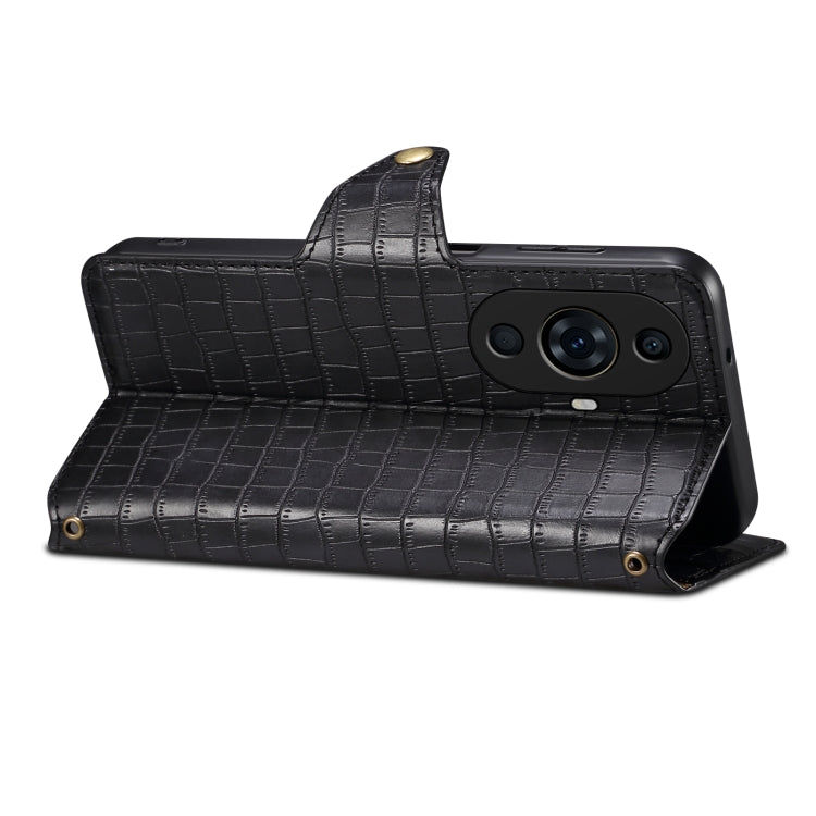 For Huawei nova 11 Pro Denior Crocodile Texture Oil Edge Leather Phone Case(Black)