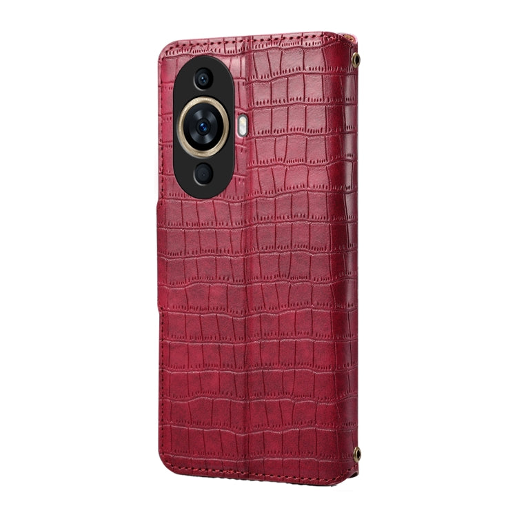 For Huawei nova 11 Denior Crocodile Texture Oil Edge Leather Phone Case(Rose Red)