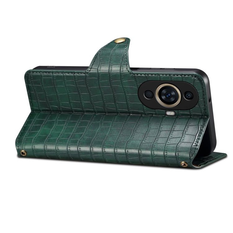 For Huawei nova 11 Denior Crocodile Texture Oil Edge Leather Phone Case(Green)