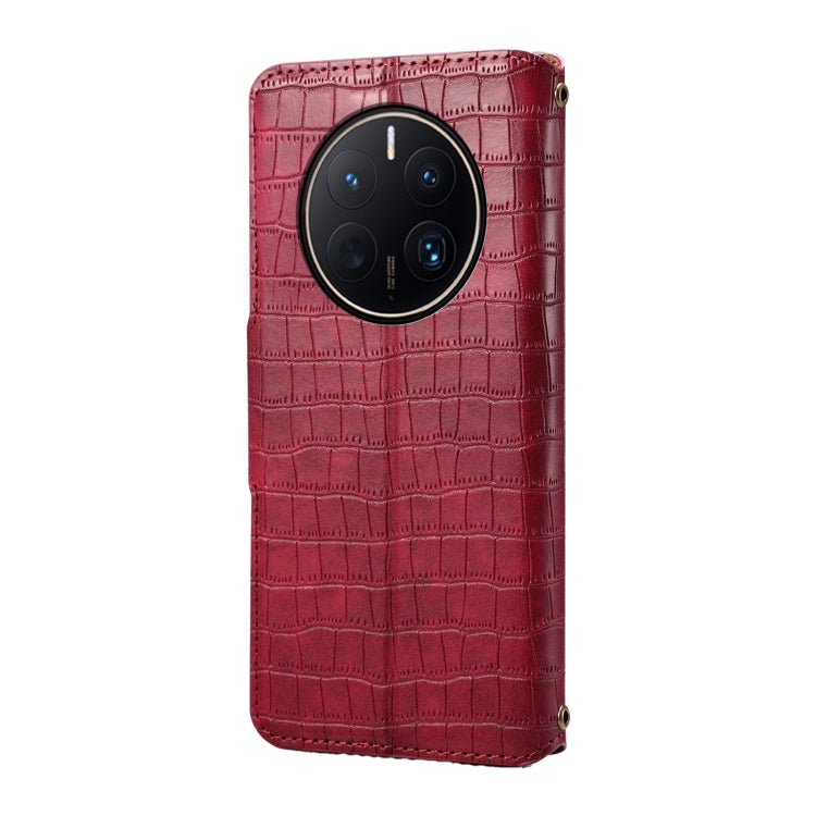 For Huawei Mate 50 Pro Denior Crocodile Texture Oil Edge Leather Phone Case(Rose Red)