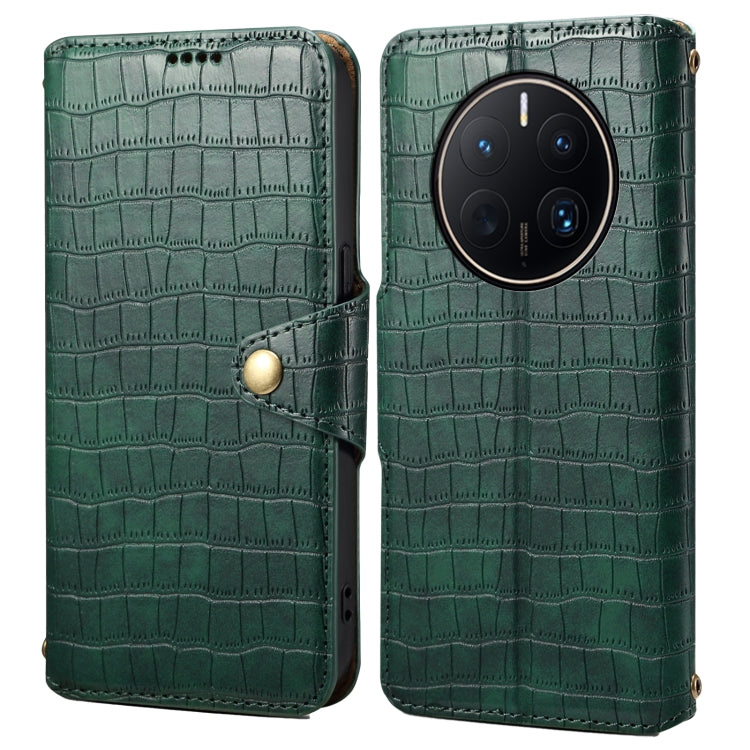 For Huawei Mate 50 Pro Denior Crocodile Texture Oil Edge Leather Phone Case(Green)