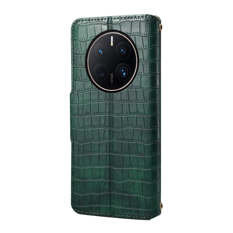 For Huawei Mate 50 Pro Denior Crocodile Texture Oil Edge Leather Phone Case(Green)