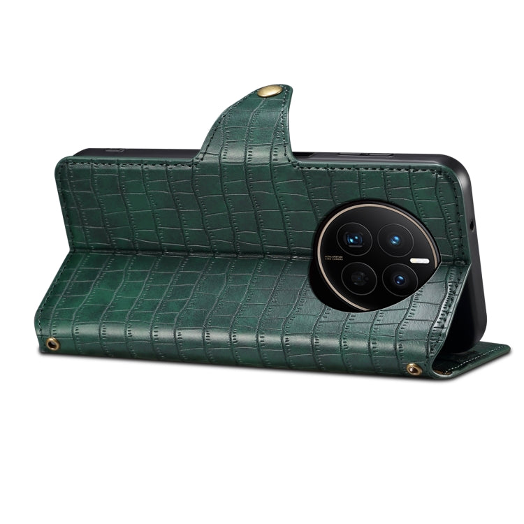 For Huawei Mate 50 Denior Crocodile Texture Oil Edge Leather Phone Case(Green)