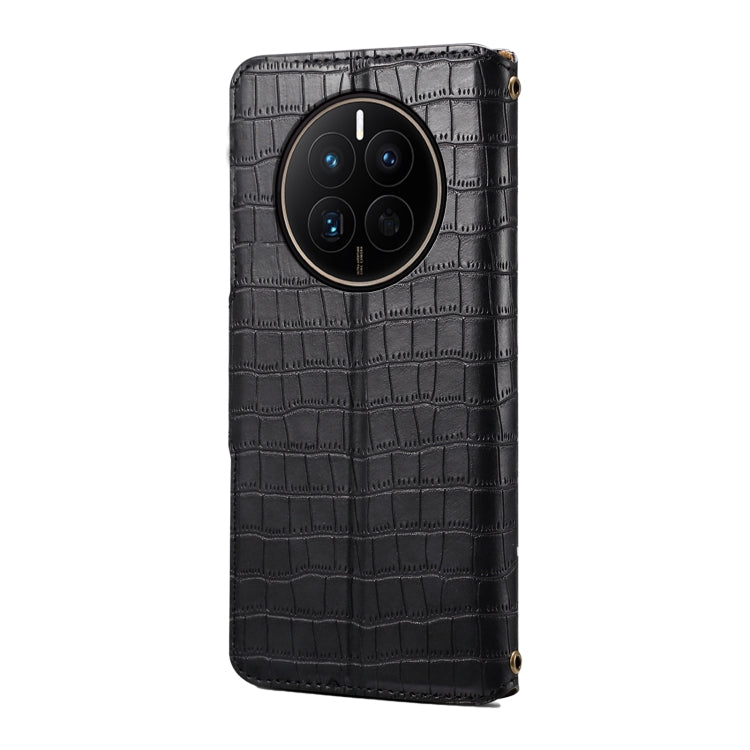 For Huawei Mate 50 Denior Crocodile Texture Oil Edge Leather Phone Case(Black)