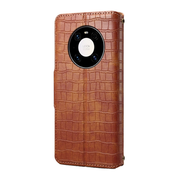 For Huawei Mate 40 Pro Denior Crocodile Texture Oil Edge Leather Phone Case(Brown)