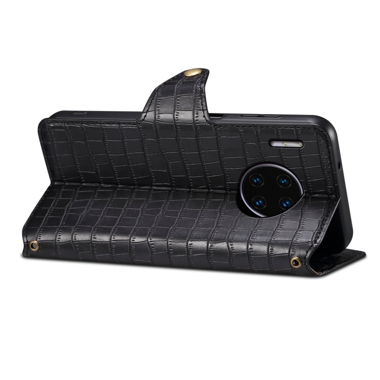 For Huawei Mate 30 Pro Denior Crocodile Texture Oil Edge Leather Phone Case(Black)