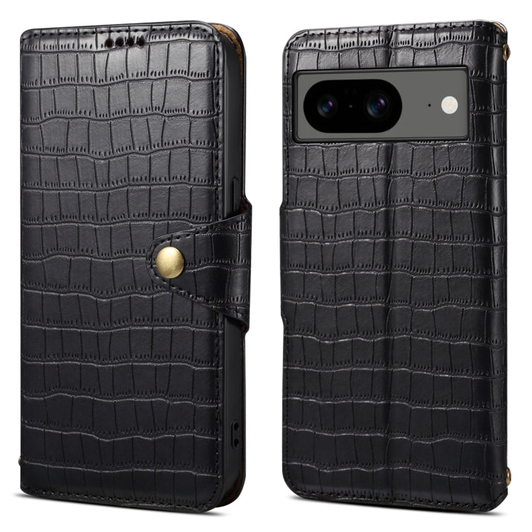 For Google Pixel 8 Denior Crocodile Texture Oil Edge Leather Phone Case(Black)