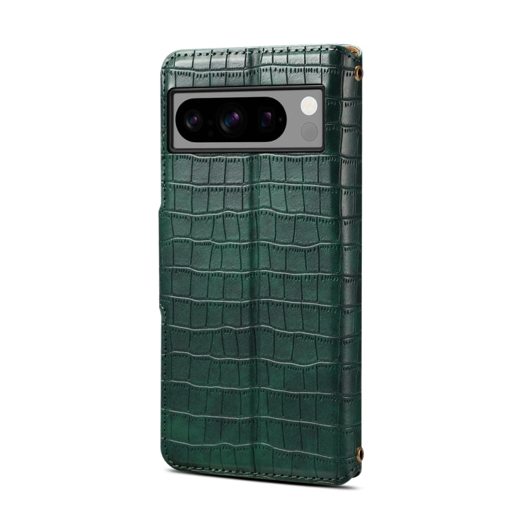 For Google Pixel 8 Pro Denior Crocodile Texture Oil Edge Leather Phone Case(Green)