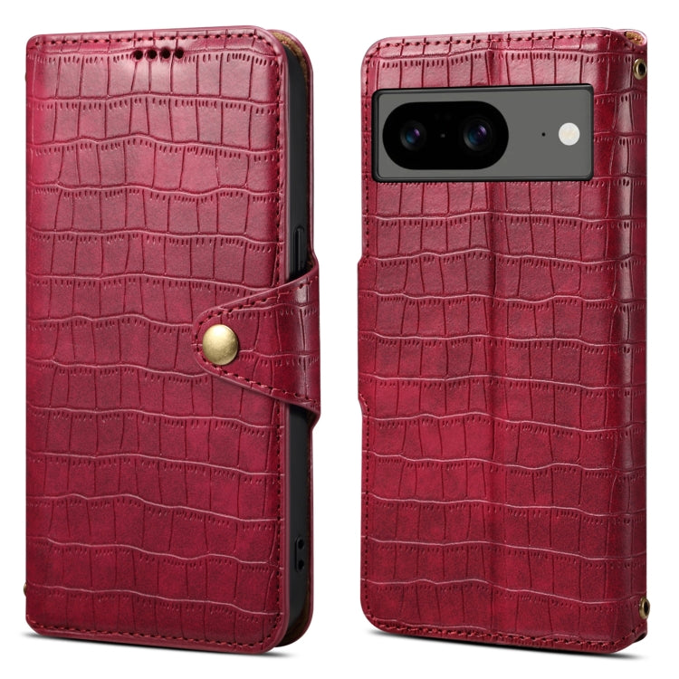 For Google Pixel 7 Denior Crocodile Texture Oil Edge Leather Phone Case(Rose Red)