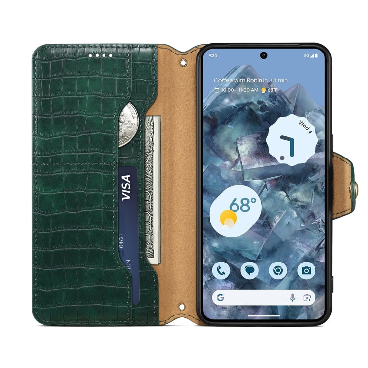 For Google Pixel 7 Pro Denior Crocodile Texture Oil Edge Leather Phone Case(Green)