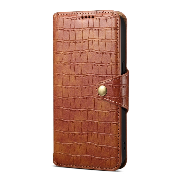 For Google Pixel 7a Denior Crocodile Texture Oil Edge Leather Phone Case(Brown)