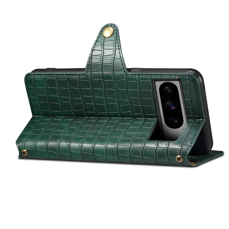 For Google Pixel 6a Denior Crocodile Texture Oil Edge Leather Phone Case(Green)