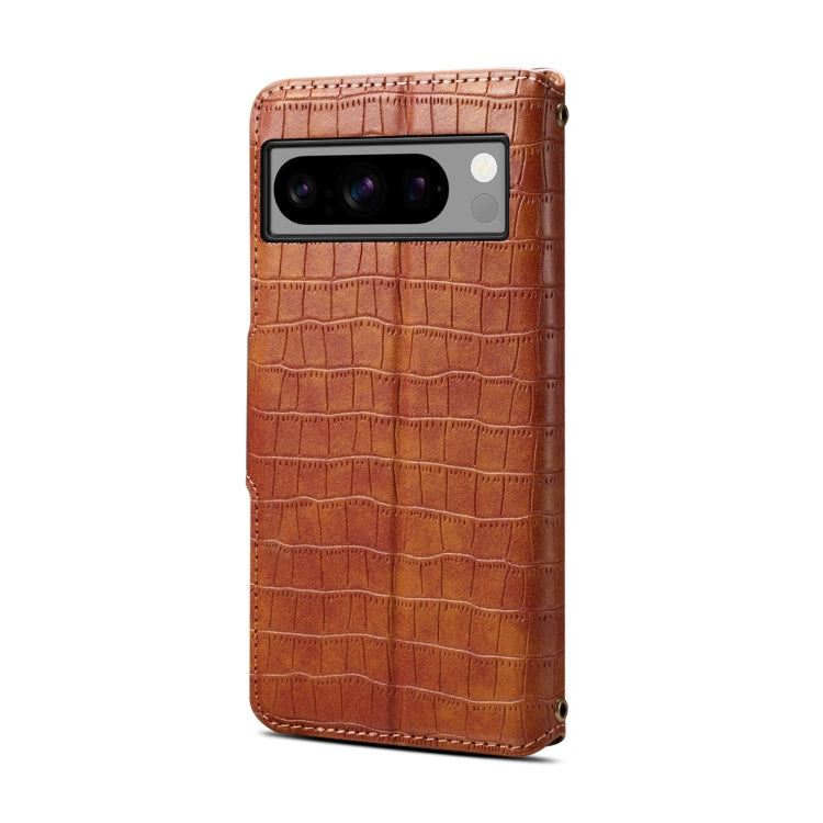 For Google Pixel 6 Denior Crocodile Texture Oil Edge Leather Phone Case(Brown)