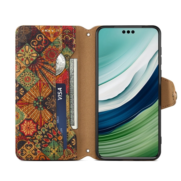 For Huawei Mate 60 Pro / Mate 60 Pro+ Denior Flower Language Series Cork Fabric Oil Edge Leather Phone Case(Autumn)