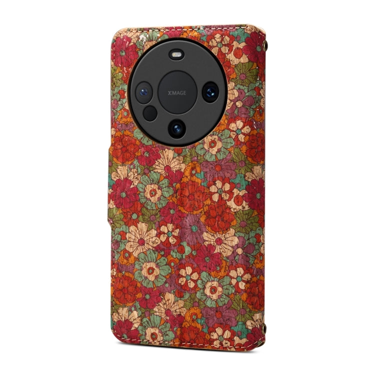 For Huawei Mate 60 Denior Flower Language Series Cork Fabric Oil Edge Leather Phone Case(Summer)