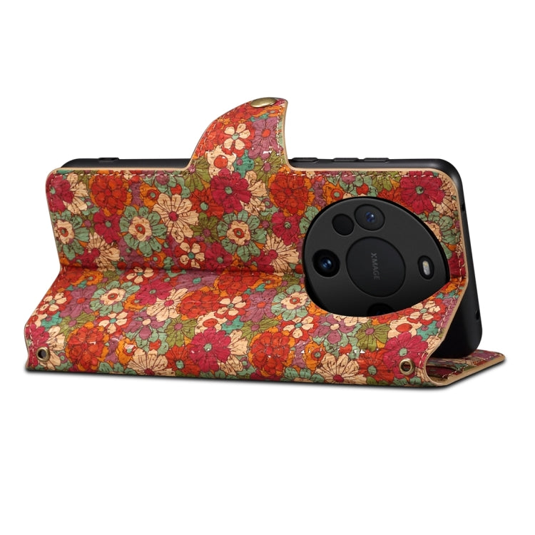 For Huawei Mate 60 Denior Flower Language Series Cork Fabric Oil Edge Leather Phone Case(Summer)