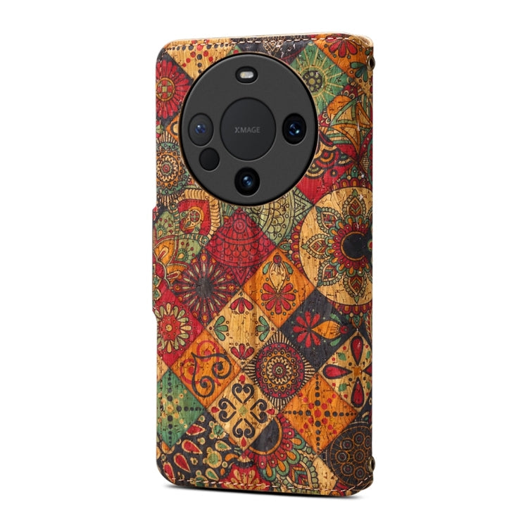 For Huawei Mate 60 Denior Flower Language Series Cork Fabric Oil Edge Leather Phone Case(Autumn)