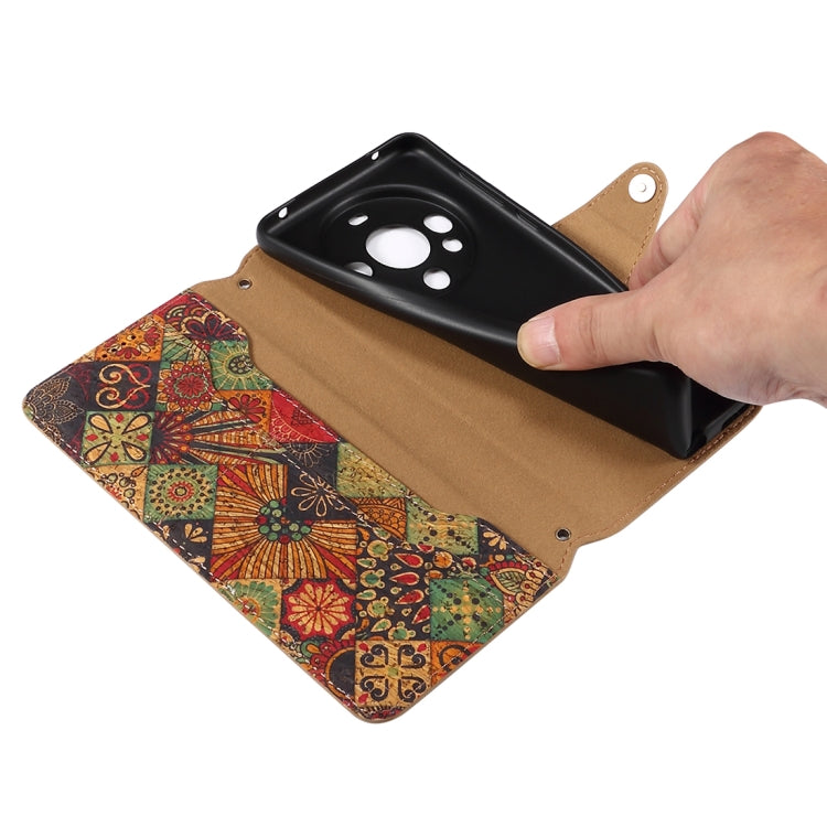 For Huawei Mate 60 Denior Flower Language Series Cork Fabric Oil Edge Leather Phone Case(Spring)