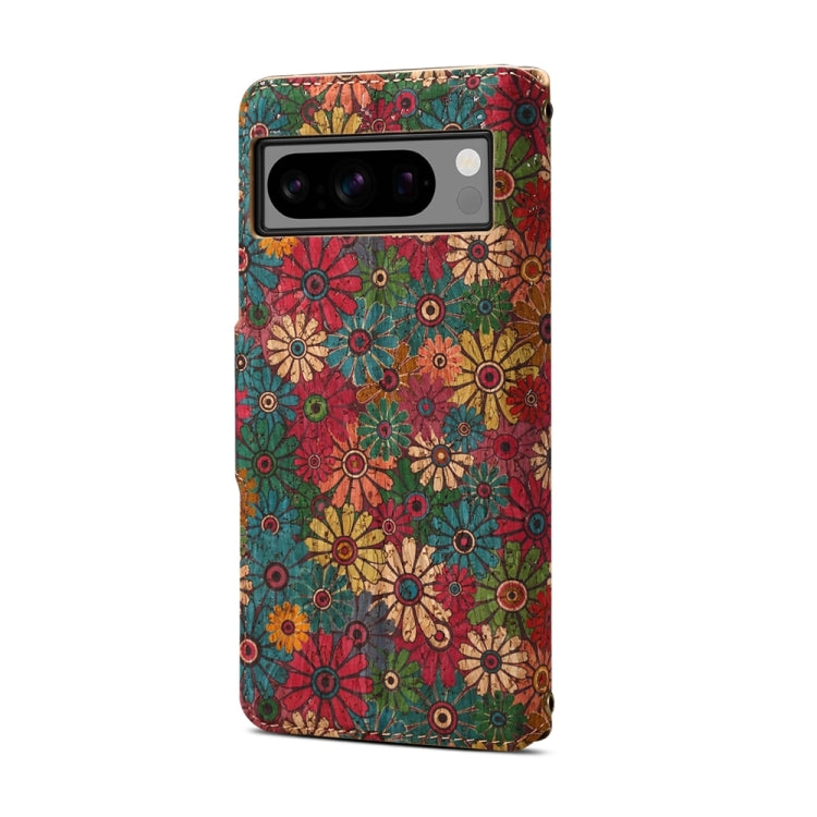 For Google Pixel 8 Pro Denior Flower Language Series Cork Fabric Oil Edge Leather Phone Case(Spring)
