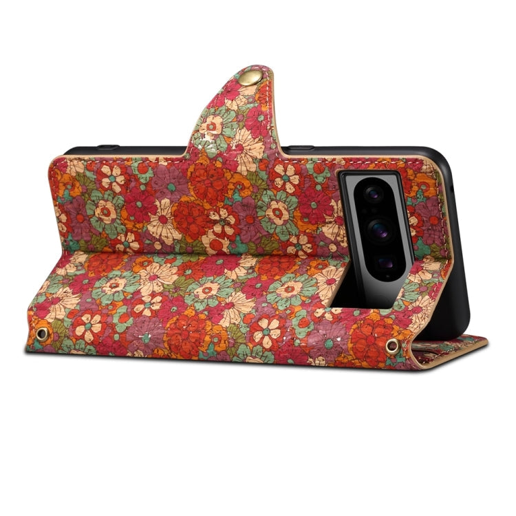 For Google Pixel 7a Denior Flower Language Series Cork Fabric Oil Edge Leather Phone Case(Summer)