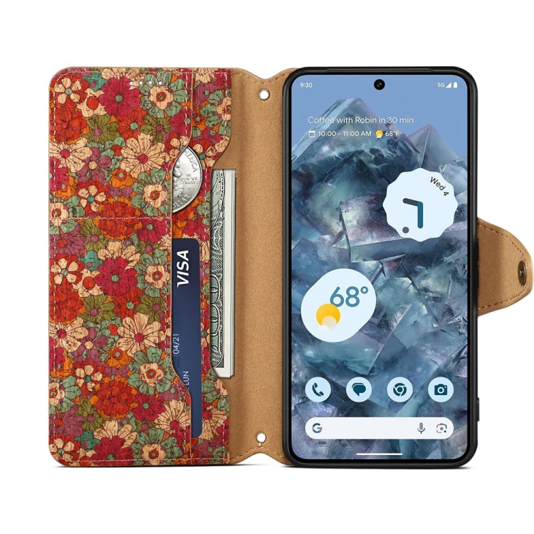For Google Pixel 7 Pro Denior Flower Language Series Cork Fabric Oil Edge Leather Phone Case(Summer)