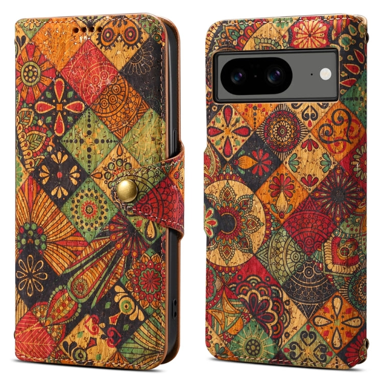 For Google Pixel 7 Denior Flower Language Series Cork Fabric Oil Edge Leather Phone Case(Summer)
