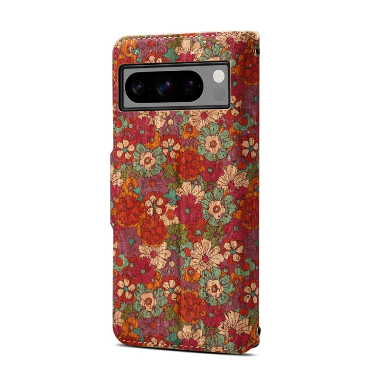For Google Pixel 7 Denior Flower Language Series Cork Fabric Oil Edge Leather Phone Case(Autumn)