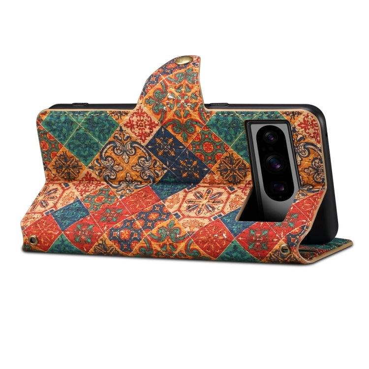 For Google Pixel 7 Denior Flower Language Series Cork Fabric Oil Edge Leather Phone Case(Winter)