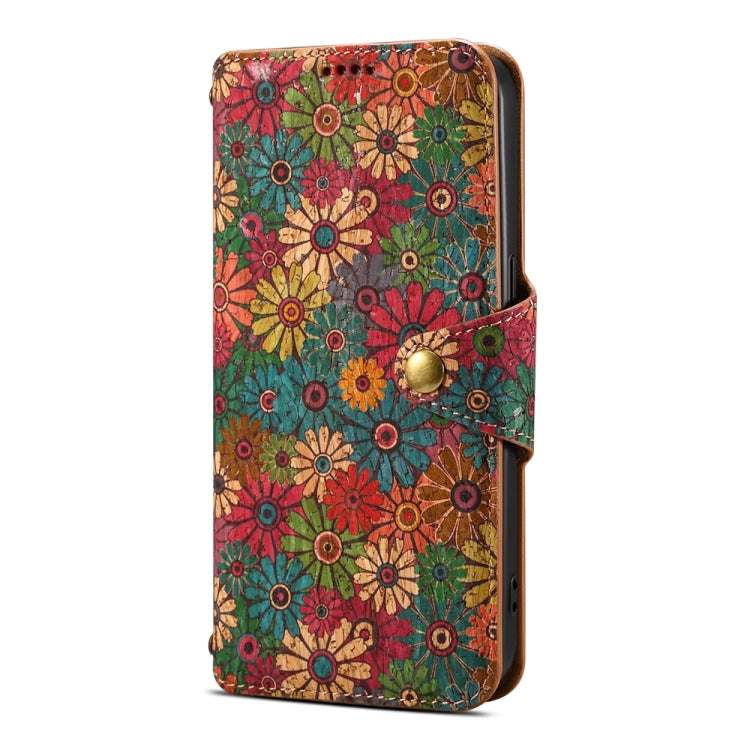 For Google Pixel 6 Pro Denior Flower Language Series Cork Fabric Oil Edge Leather Phone Case(Spring)