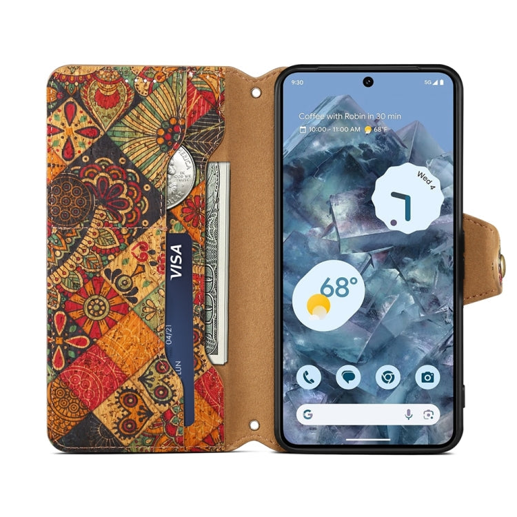 For Google Pixel 6 Pro Denior Flower Language Series Cork Fabric Oil Edge Leather Phone Case(Autumn)