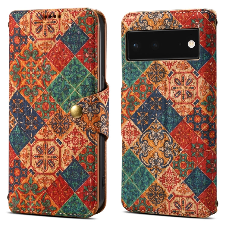 For Google Pixel 6 Denior Flower Language Series Cork Fabric Oil Edge Leather Phone Case(Winter)
