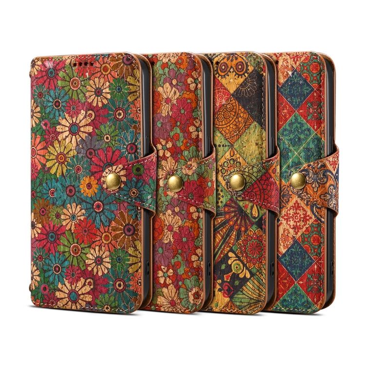 For Google Pixel 6a Denior Flower Language Series Cork Fabric Oil Edge Leather Phone Case(Winter)