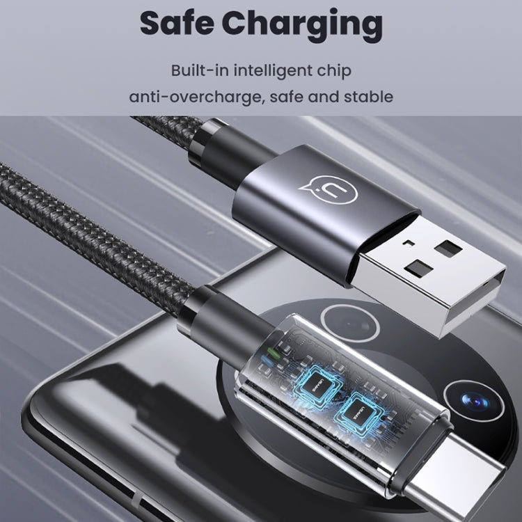 USAMS US-SJ663 USB To Type-C 3A Fast Charge Data Cable, Length: 1.2m(Black)