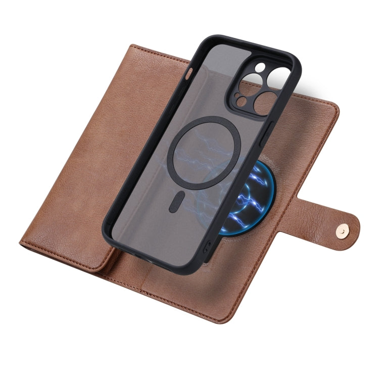 For iPhone 13 Pro Max ViLi GV Series MagSafe Magnetic Zipper Leather Phone Case(Brown)