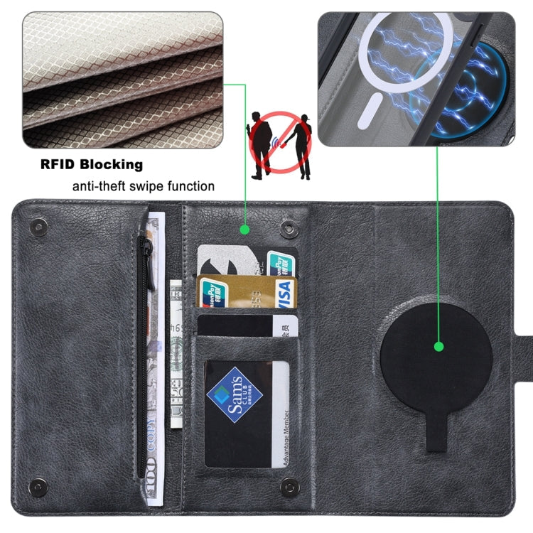 For iPhone 14 Pro ViLi GV Series MagSafe Magnetic Zipper Leather Phone Case(Black)