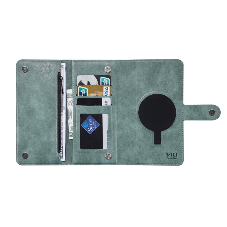 For iPhone 14 Pro ViLi GV Series MagSafe Magnetic Zipper Leather Phone Case(Green)