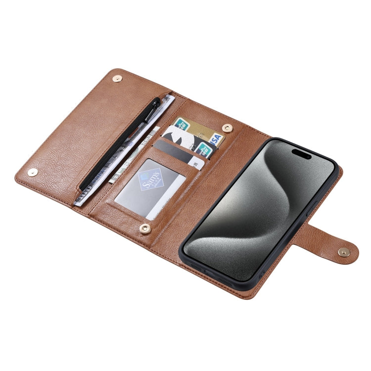 For iPhone 15 Pro ViLi GV Series MagSafe Magnetic Zipper Leather Phone Case(Brown)