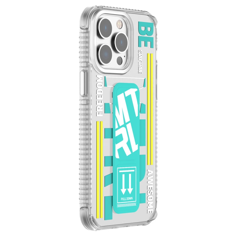 For iPhone 15 Pro Max Mutural Cyber Series TPU Phone Case with IML Stand(Green)