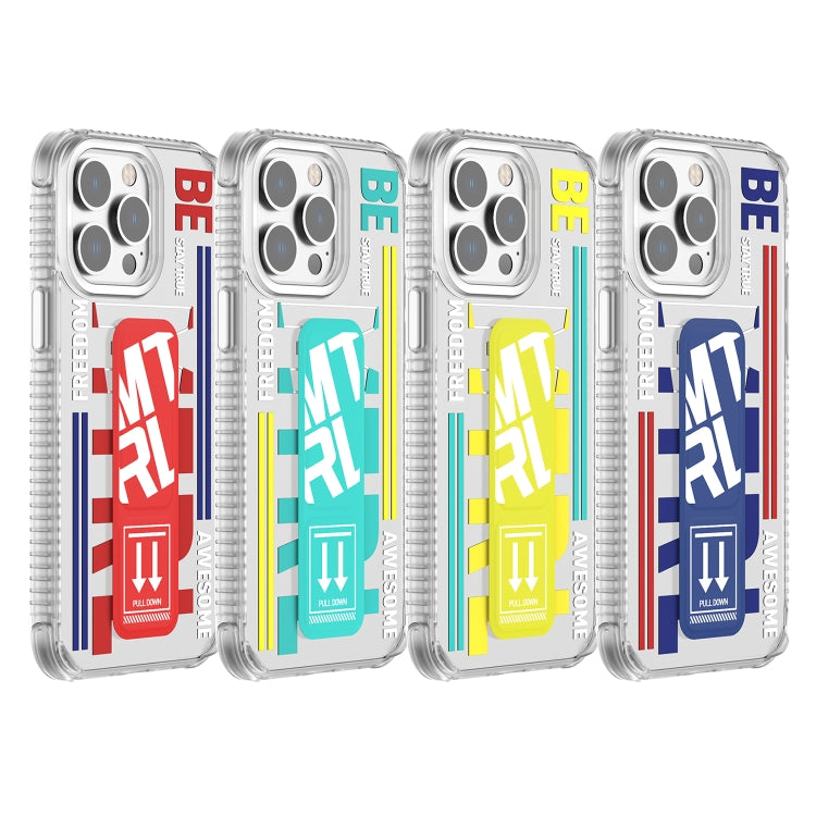 For iPhone 15 Pro Mutural Cyber Series TPU Phone Case with IML Stand(Yellow)
