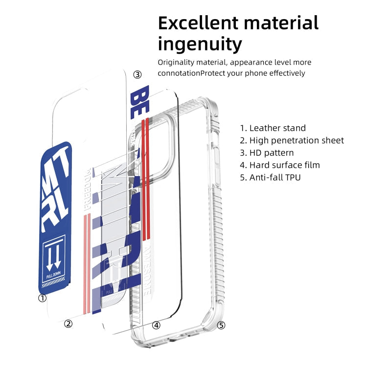For iPhone 15 Pro Mutural Cyber Series TPU Phone Case with IML Stand(Red)