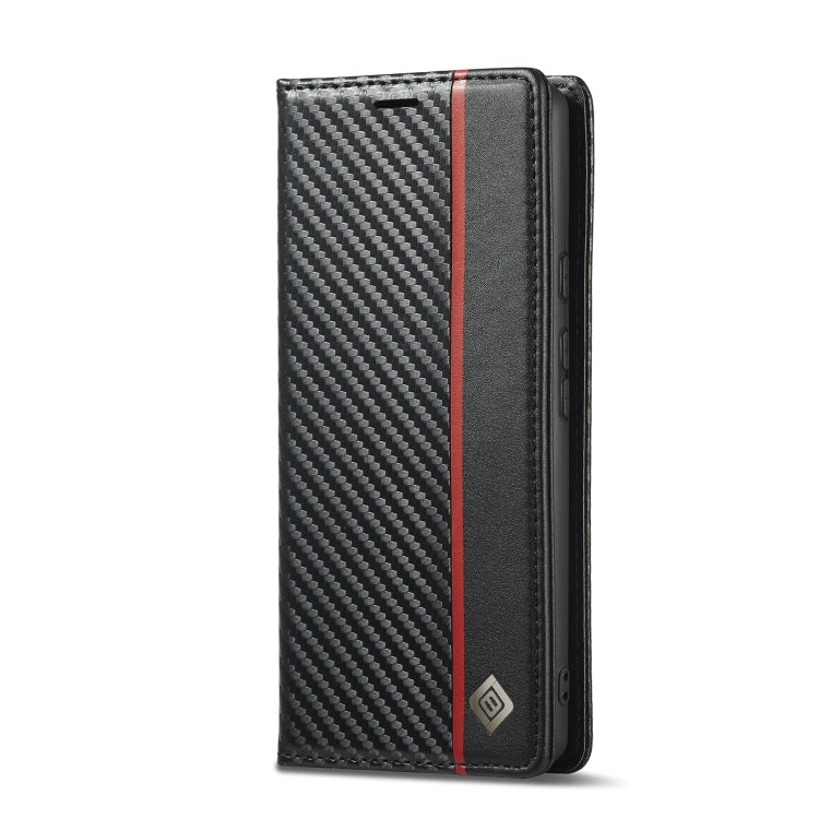 For Google Pixel 8a LC.IMEEKE Carbon Fiber Leather Phone Case(Vertical Black)