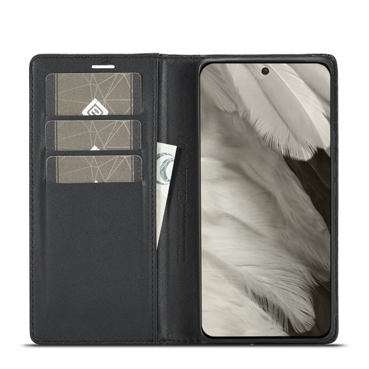 For Google Pixel 8a LC.IMEEKE Carbon Fiber Leather Phone Case(Vertical Black)
