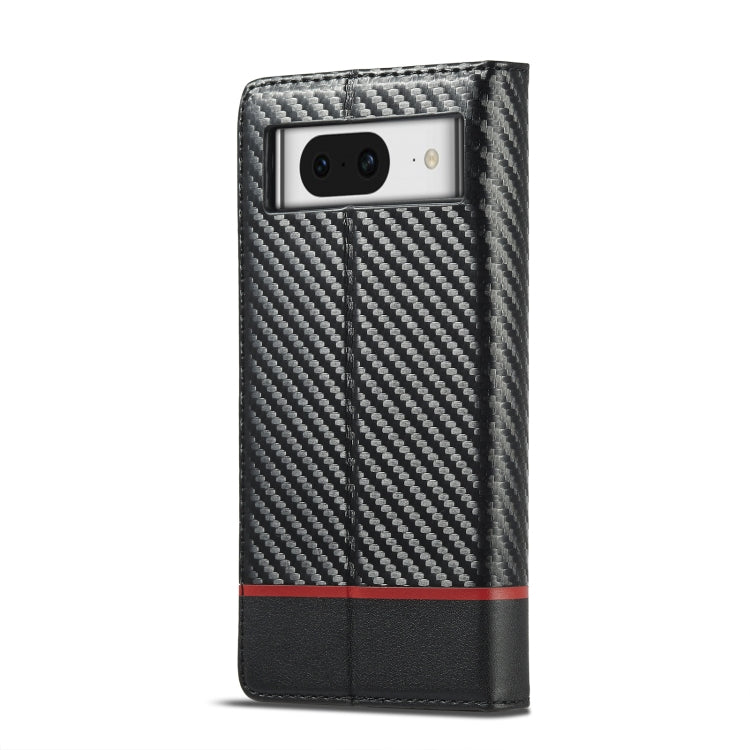 For Google Pixel 8a LC.IMEEKE Carbon Fiber Leather Phone Case(Horizontal Black)