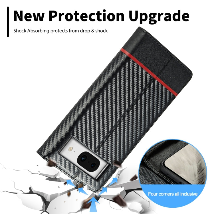 For Google Pixel 8a LC.IMEEKE Carbon Fiber Leather Phone Case(Horizontal Black)