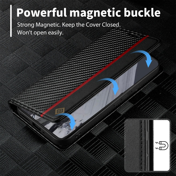 For Google Pixel 9 Pro LC.IMEEKE Carbon Fiber Leather Phone Case(Vertical Black)