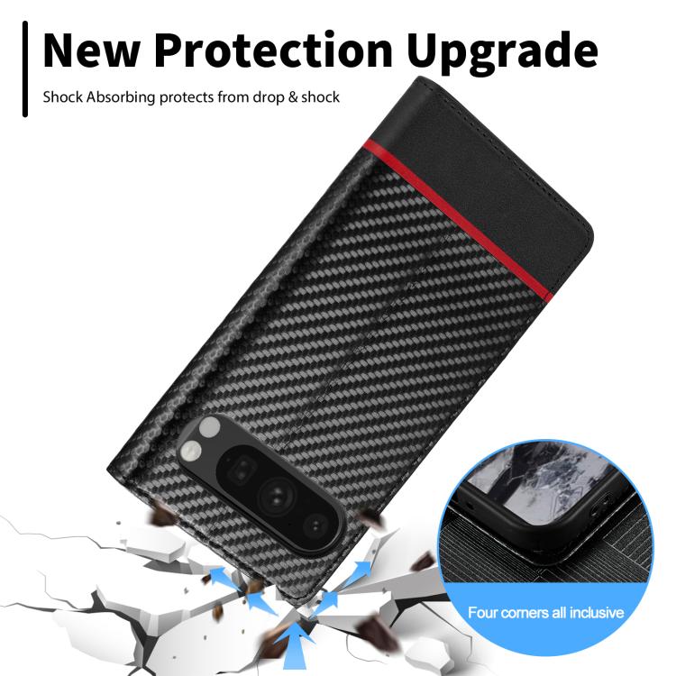 For Google Pixel 10 / 10 Pro LC.IMEEKE Carbon Fiber Leather Phone Case(Horizontal Black)