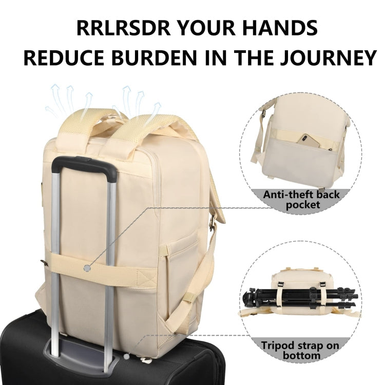 Cwatcun D78 Camera Laptop Backpack Bag With Detachable Insert Camera Case(Creamy White)