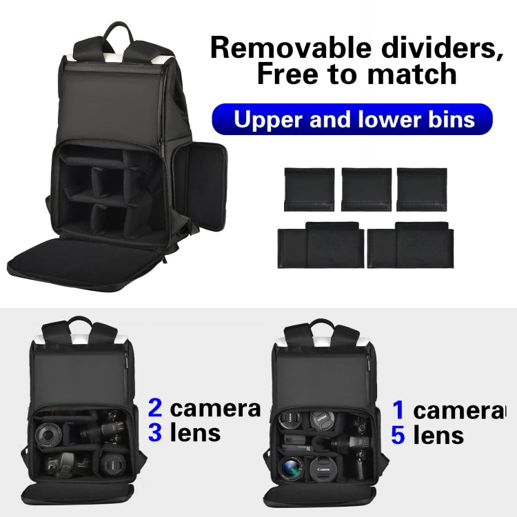 Cwatcun D79 Camera Backpack Multi-Functional Camera  Dual Shoulders Bag, Size:43.5 x 30.5 x 18cm Large(Black White)